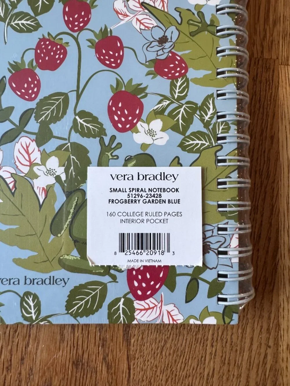 Vera Bradley Small Notebook Frogberry Garden Blue NWT